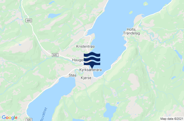 Mapa da tábua de marés em Kyrksæterøra, Norway