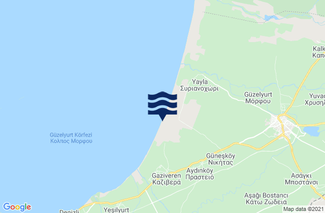 Mapa da tábua de marés em Káto Zódeia, Cyprus