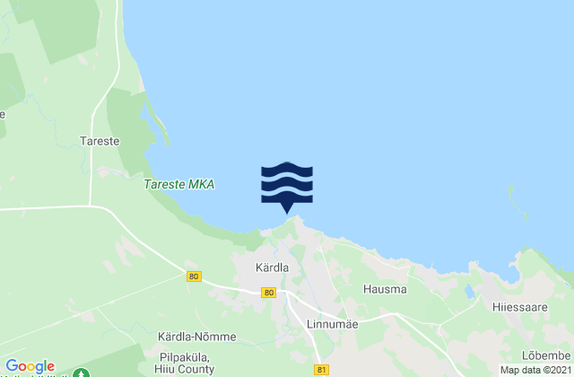 Mapa da tábua de marés em Kärdla, Estonia