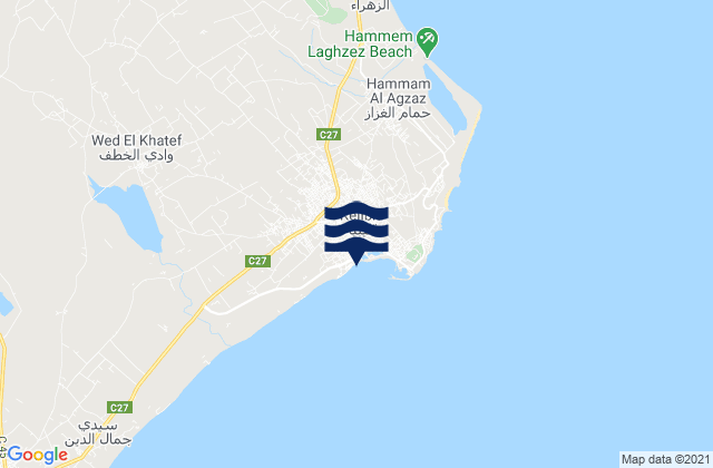 Mapa da tábua de marés em Kélibia, Tunisia