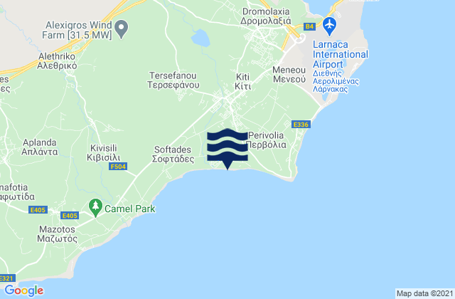 Mapa da tábua de marés em Kíti, Cyprus