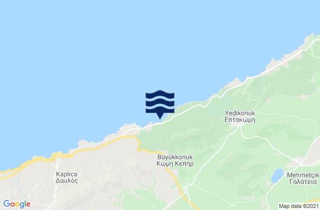 Mapa da tábua de marés em Kómi, Cyprus