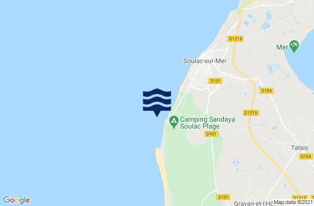 Mapa da tábua de marés em LAmelie, France