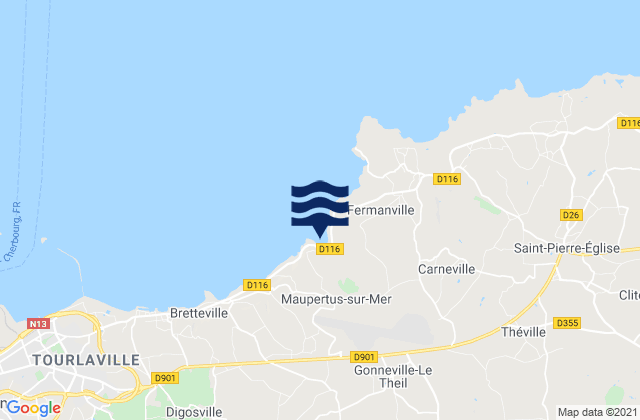 Mapa da tábua de marés em LAnse du Brick, France