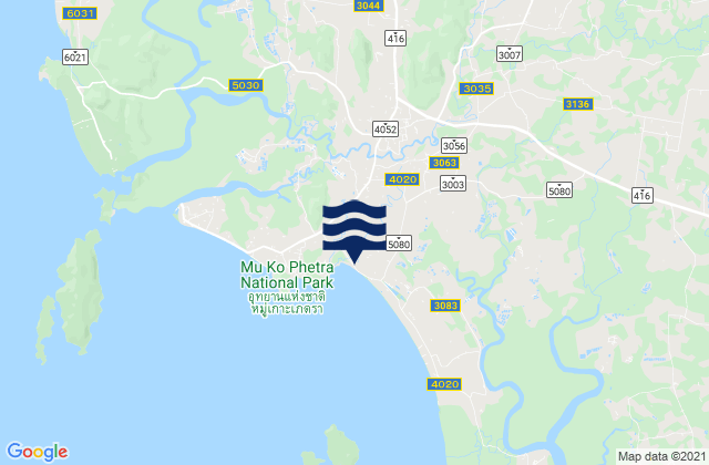 Mapa da tábua de marés em La-ngu, Thailand