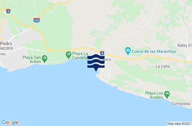 Mapa da tábua de marés em La Bahia, Dominican Republic
