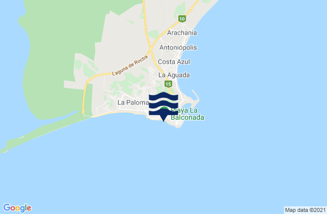 Mapa da tábua de marés em La Balconada, Brazil