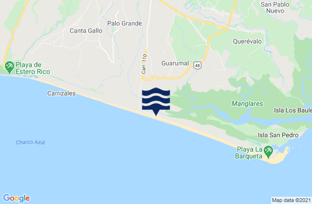 Mapa da tábua de marés em La Barqueta, Panama