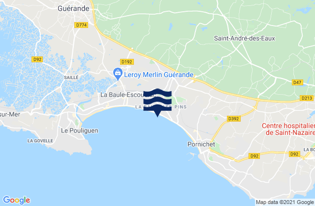 Mapa da tábua de marés em La Baule-Escoublac, France