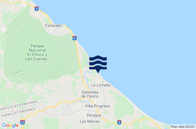 Mapa da tábua de marés em La Boca, Dominican Republic