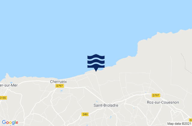 Mapa da tábua de marés em La Boussac, France