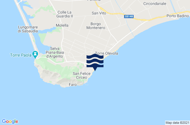 Mapa da tábua de marés em La Bussola, Italy