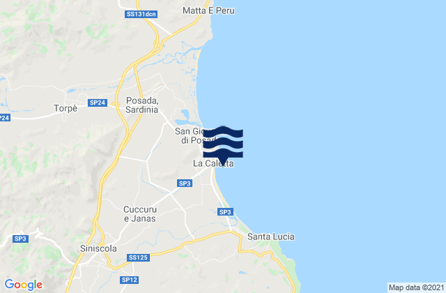 Mapa da tábua de marés em La Caletta, Italy