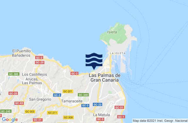 Mapa da tábua de marés em La Cicer, Spain