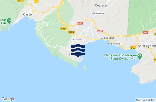 Mapa da tábua de marés em La Ciotat, France