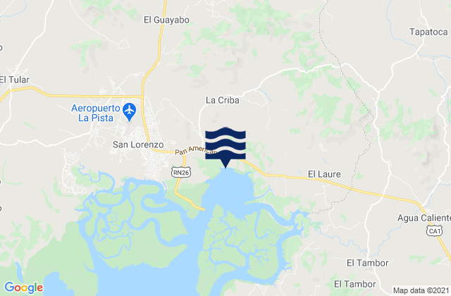 Mapa da tábua de marés em La Criba, Honduras