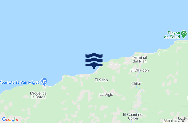 Mapa da tábua de marés em La Encantada, Panama