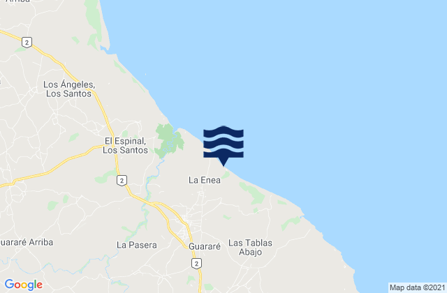 Mapa da tábua de marés em La Enea, Panama