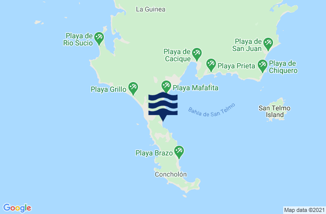 Mapa da tábua de marés em La Esmeralda, Panama
