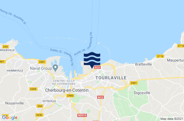 Mapa da tábua de marés em La Glacerie, France