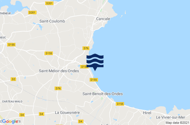 Mapa da tábua de marés em La Gouesnière, France