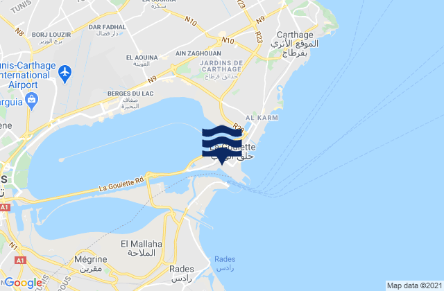 Mapa da tábua de marés em La Goulette, Tunisia