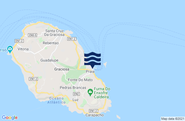 Mapa da tábua de marés em La Graciosa Port, Portugal