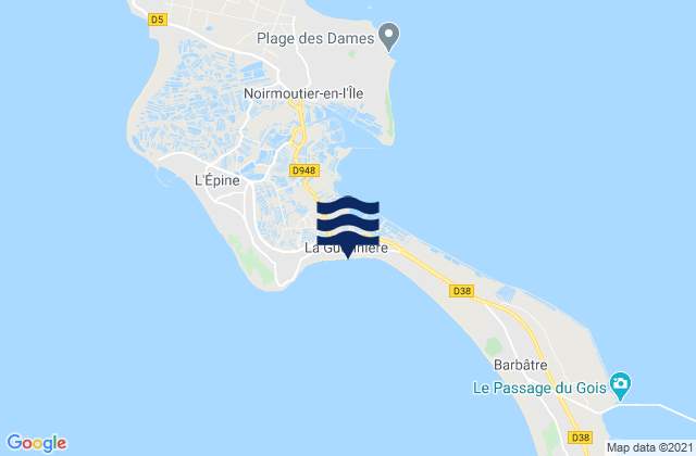 Mapa da tábua de marés em La Guérinière, France