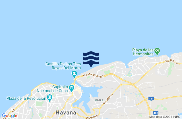 Mapa da tábua de marés em La Habana, Cuba