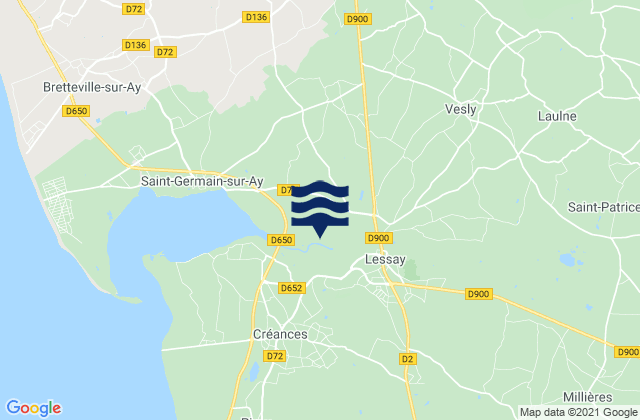 Mapa da tábua de marés em La Haye-du-Puits, France
