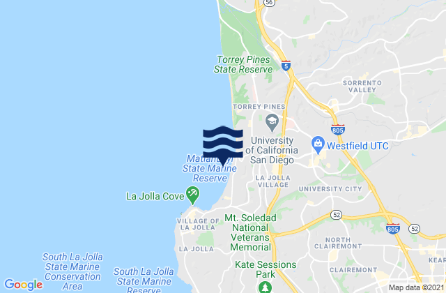 Mapa da tábua de marés em La Jolla (Scripps Institution Wharf), United States