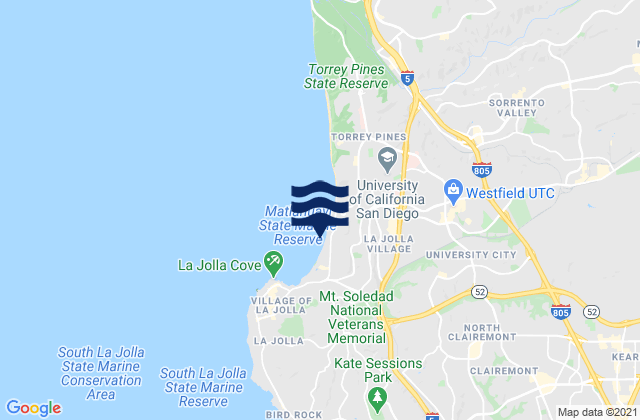 Mapa da tábua de marés em La Jolla Shores Beach, United States