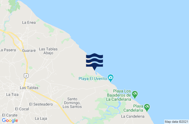 Mapa da tábua de marés em La Laja, Panama