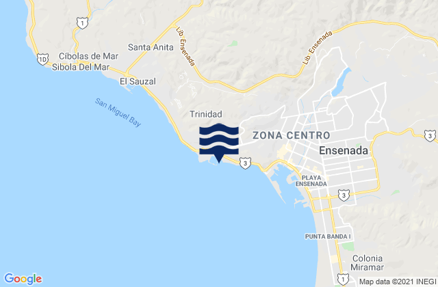 Mapa da tábua de marés em La Lancha, Mexico