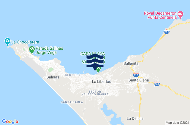 Mapa da tábua de marés em La Libertad, Ecuador