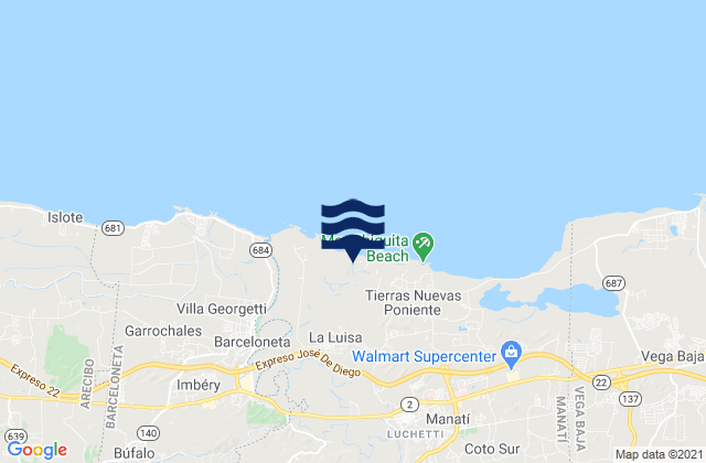 Mapa da tábua de marés em La Luisa, Puerto Rico