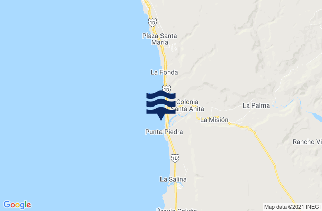 Mapa da tábua de marés em La Mision, Mexico