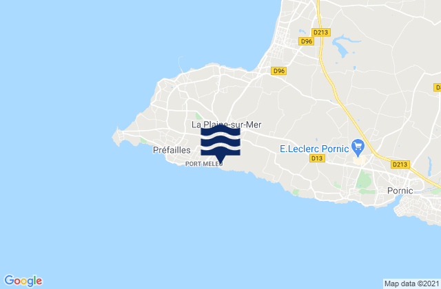 Mapa da tábua de marés em La Plaine-sur-Mer, France