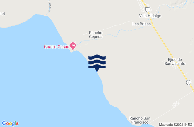 Mapa da tábua de marés em La Providencia, Mexico
