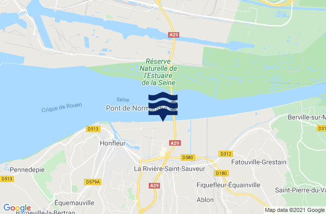 Mapa da tábua de marés em La Rivière-Saint-Sauveur, France