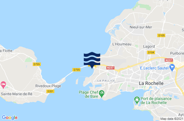 Mapa da tábua de marés em La Rochelle-La Pallice, France