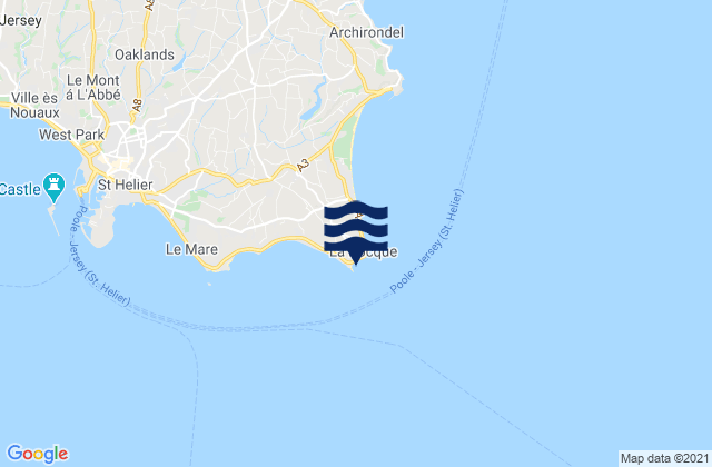 Mapa da tábua de marés em La Rocque Beach, France