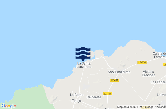 Mapa da tábua de marés em La Santa, Spain