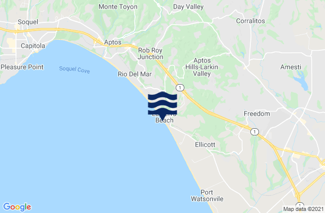 Mapa da tábua de marés em La Selva Beach, United States