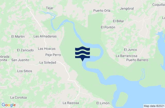 Mapa da tábua de marés em La Soledad, Panama
