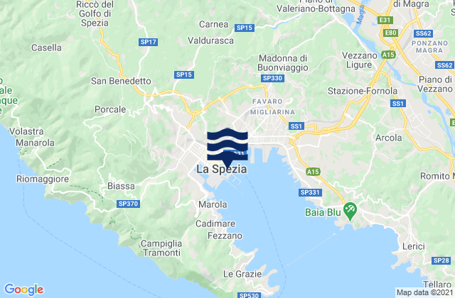 Mapa da tábua de marés em La Spezia, Italy