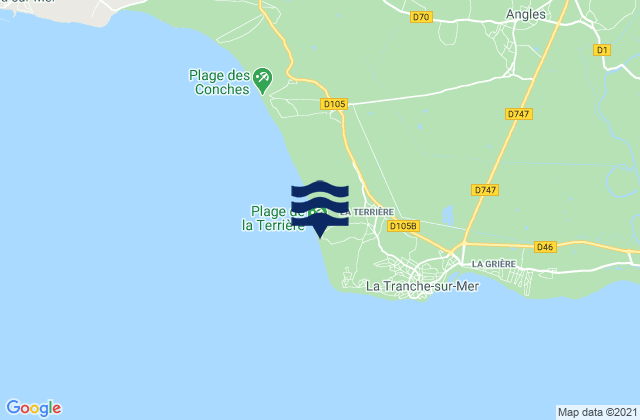 Mapa da tábua de marés em La Terriere, France
