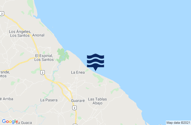 Mapa da tábua de marés em La Tiza, Panama