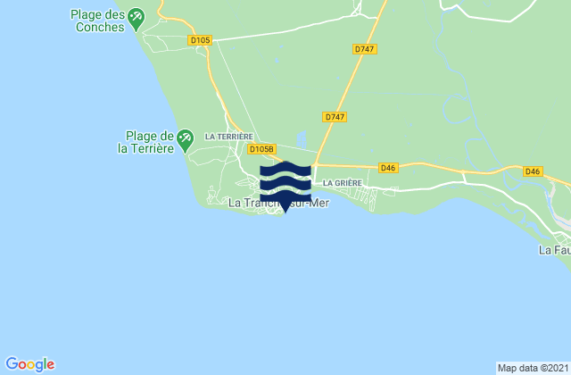 Mapa da tábua de marés em La Tranche-sur-Mer, France