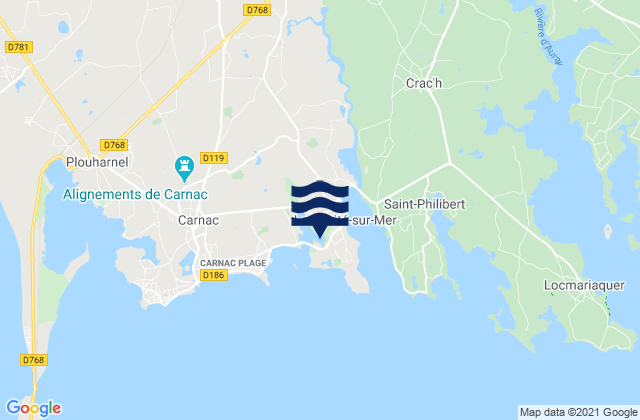 Mapa da tábua de marés em La Trinite Crach River, France
